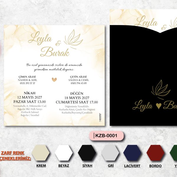 Kare Zarf Baskılı Davetiye - KZB-0001